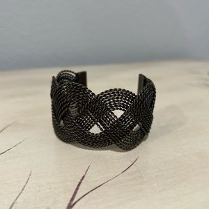 Y2K brown bohemian antique wire wrapped macrame vintage cuff bracelet